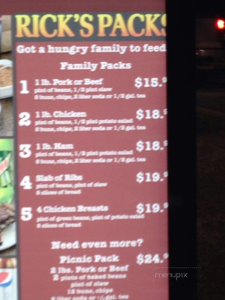 Rick's Barbecue - Lawrenceburg, TN menu_pic