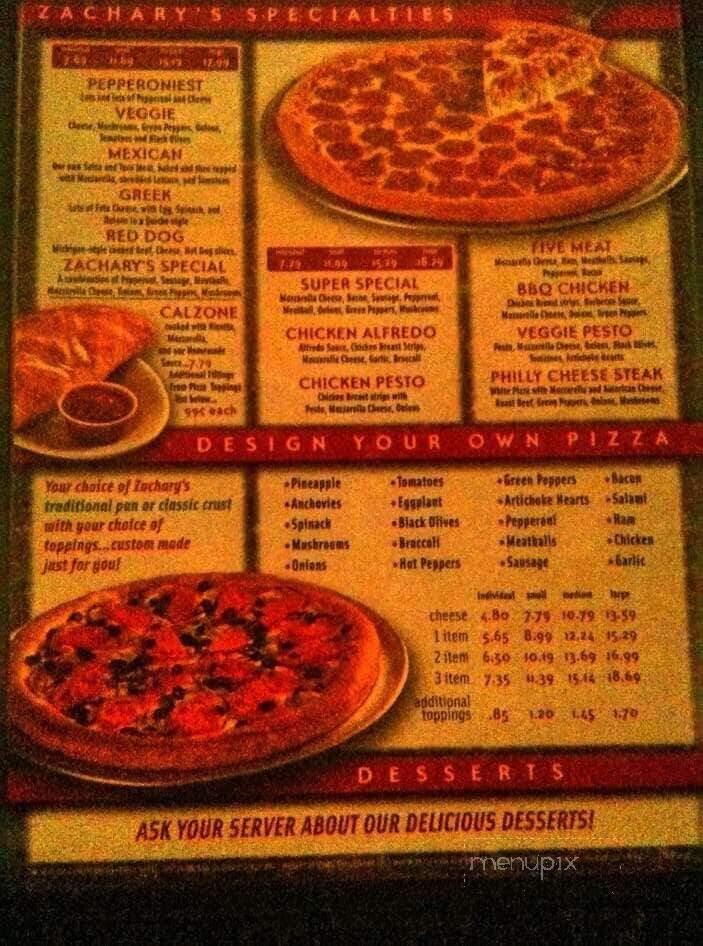 Zachary's Pizza House - Colchester, VT menu_pic