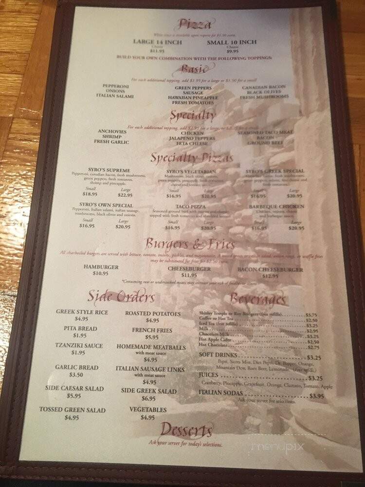 Syros Greek & Italian - Lynden, WA menu_pic