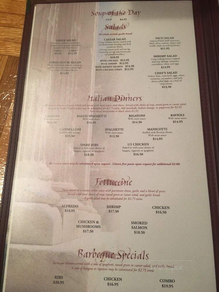 Syros Greek & Italian - Lynden, WA menu_pic