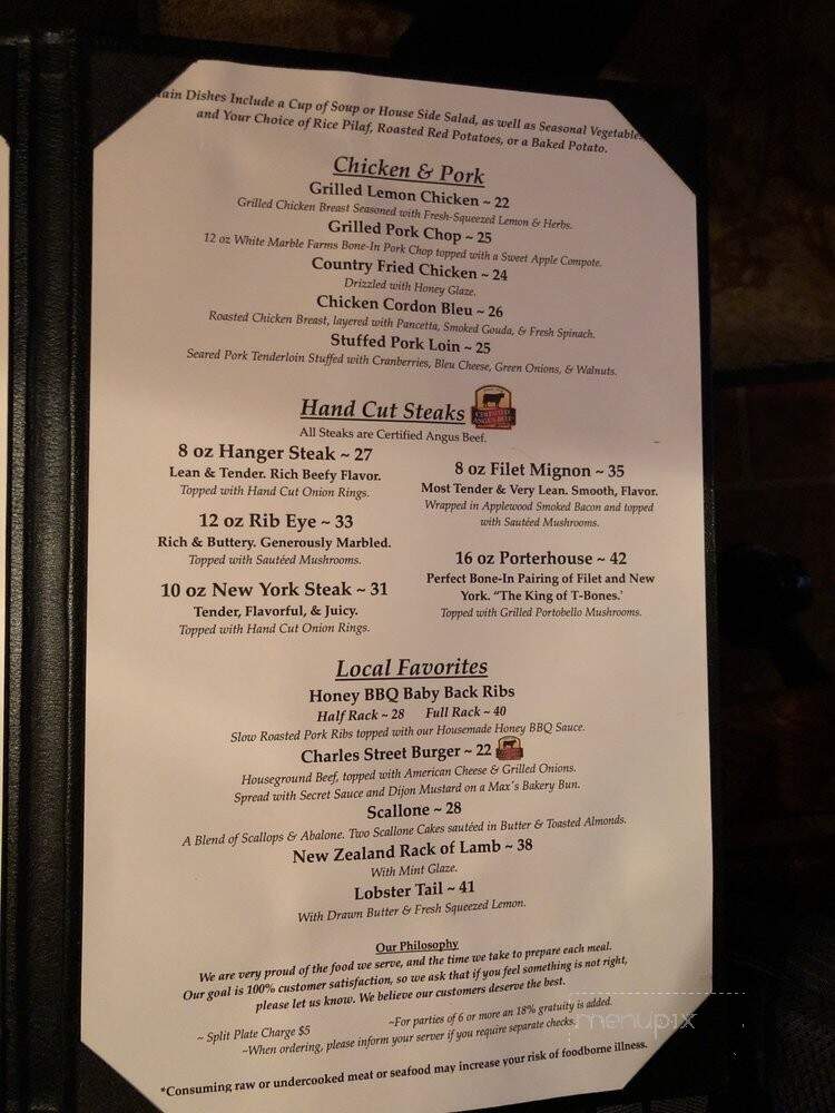 Charles Street Dinner House - Mariposa, CA menu_pic