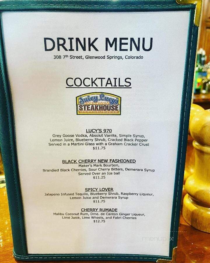 Juicy Lucy's Steakhouse - Glenwood Springs, CO menu_pic
