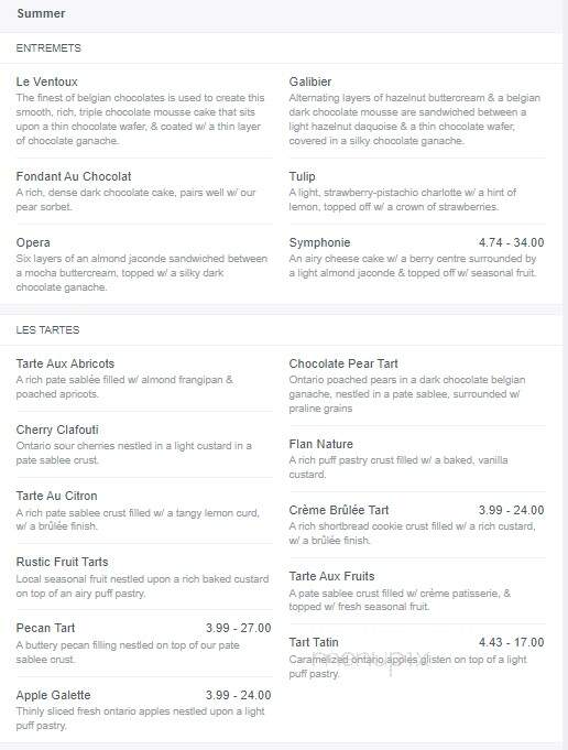Sabletine Fine Pastries - Waterloo, ON menu_pic