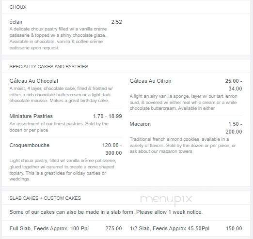 Sabletine Fine Pastries - Waterloo, ON menu_pic