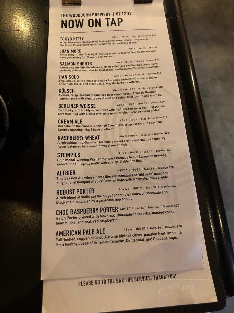 The Woodburn Brewery - Cincinnati, OH menu_pic