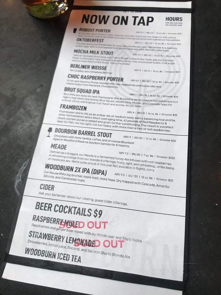 The Woodburn Brewery - Cincinnati, OH menu_pic