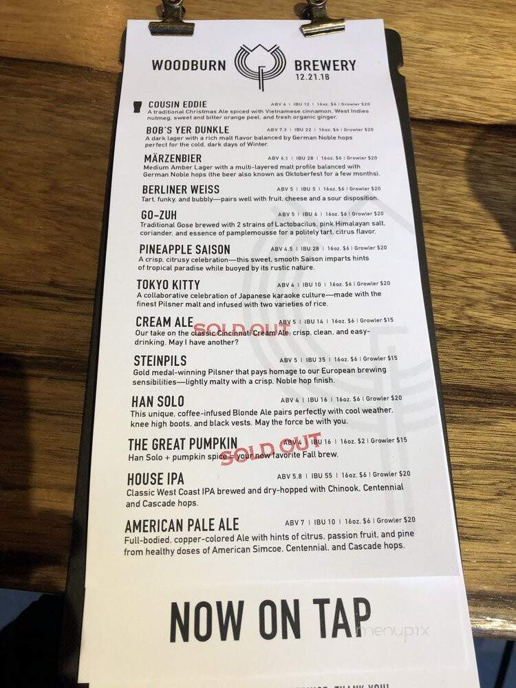 The Woodburn Brewery - Cincinnati, OH menu_pic