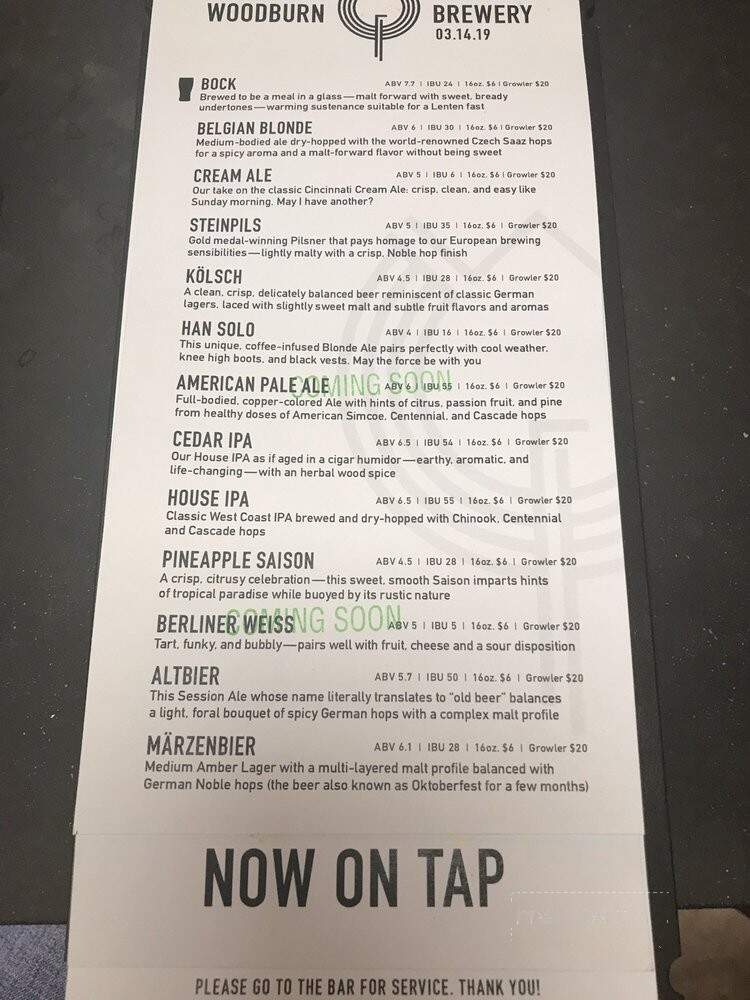 The Woodburn Brewery - Cincinnati, OH menu_pic