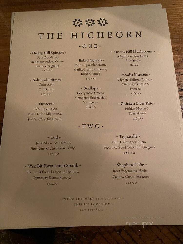 THE HICHBORN - Stockton Springs, ME menu_pic
