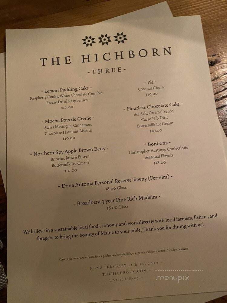 THE HICHBORN - Stockton Springs, ME menu_pic