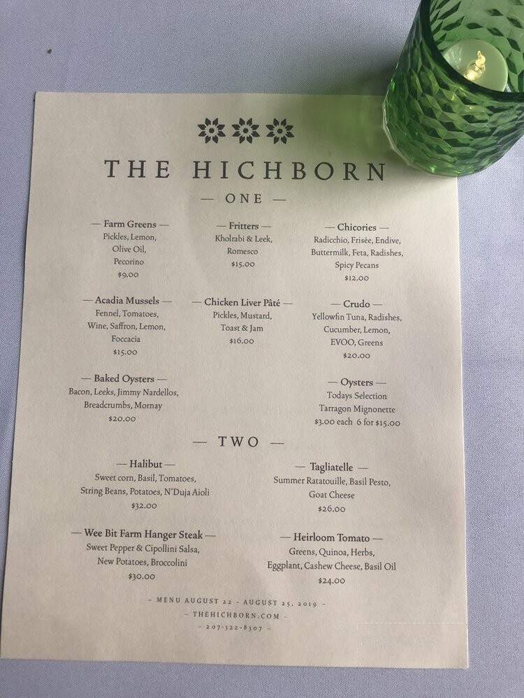 THE HICHBORN - Stockton Springs, ME menu_pic
