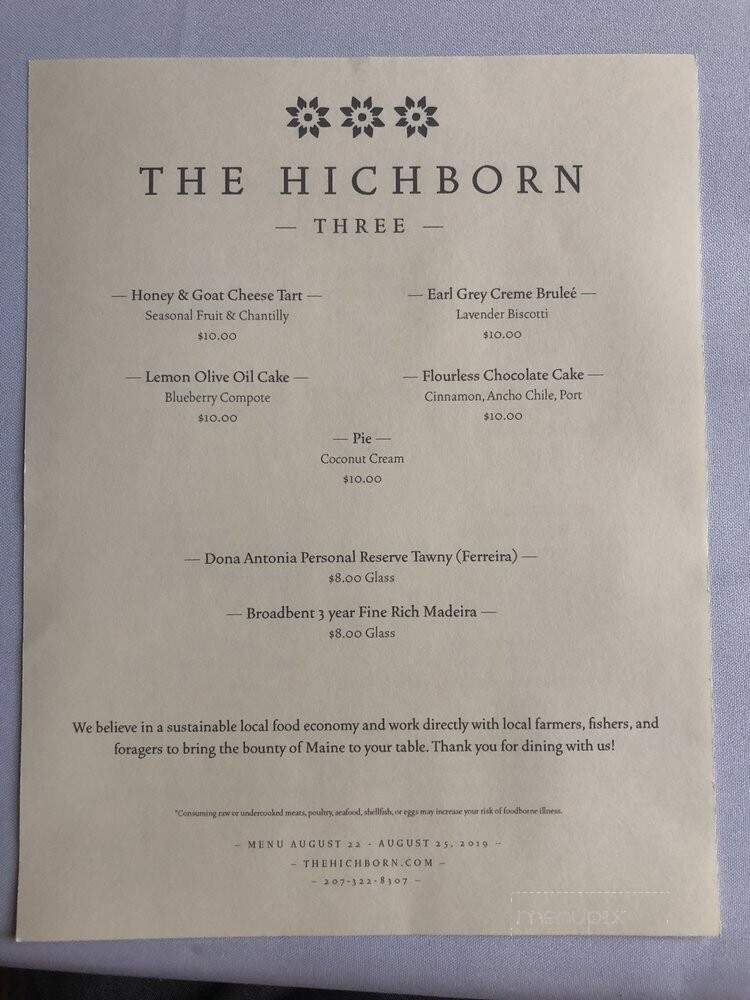 THE HICHBORN - Stockton Springs, ME menu_pic