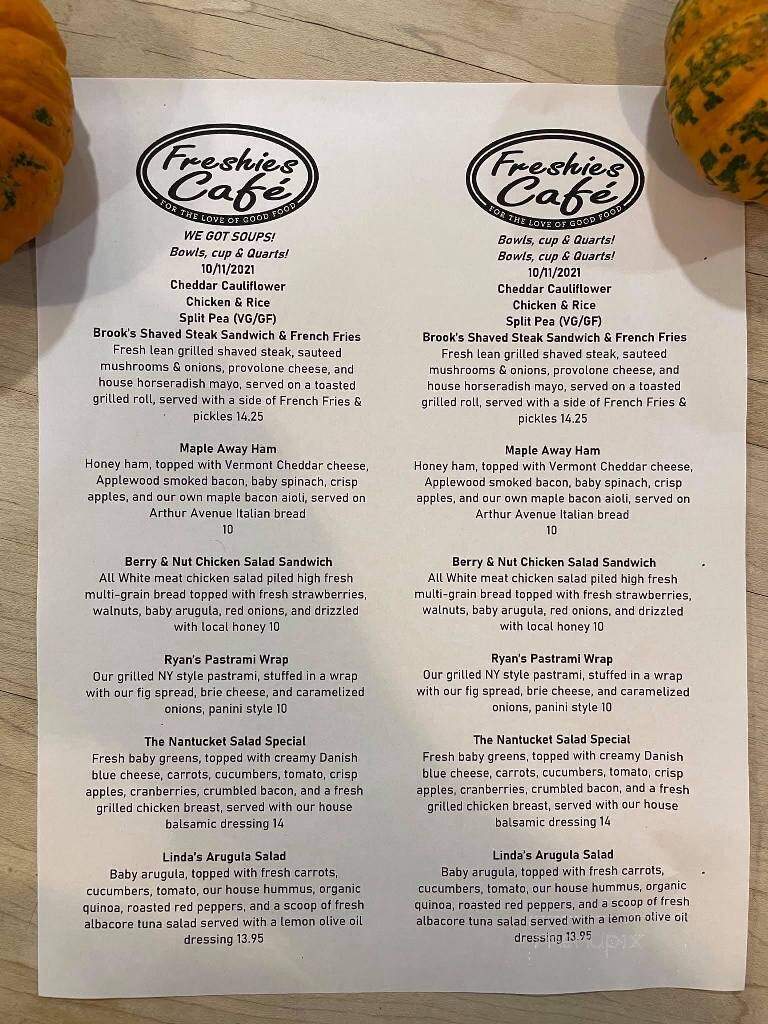 Freshies Cafe - Granby, CT menu_pic