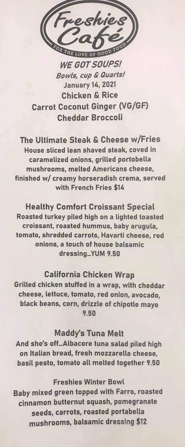 Freshies Cafe - Granby, CT menu_pic