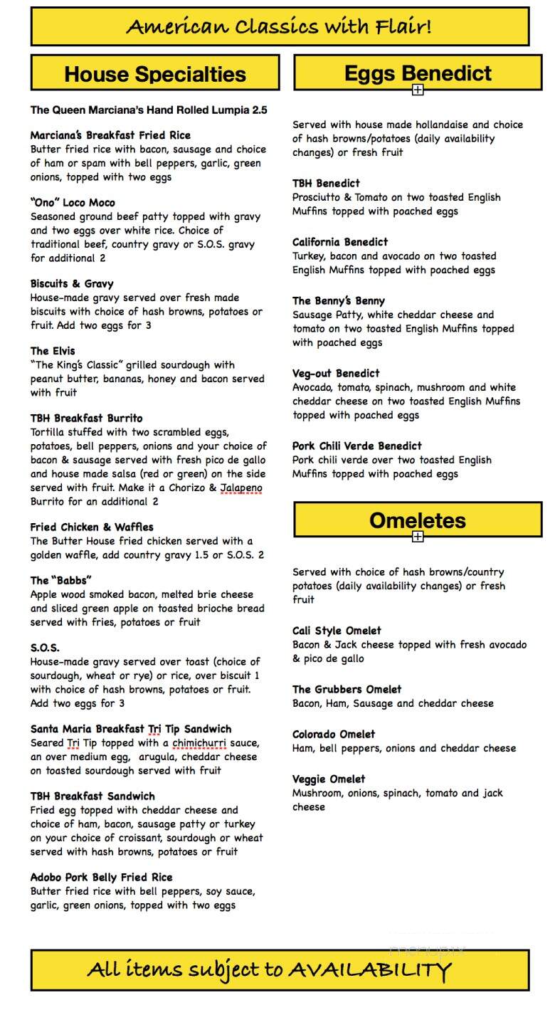 The Butter House - Seaside, CA menu_pic