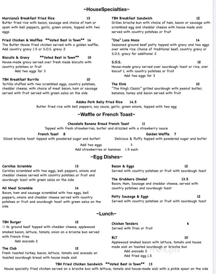 The Butter House - Seaside, CA menu_pic