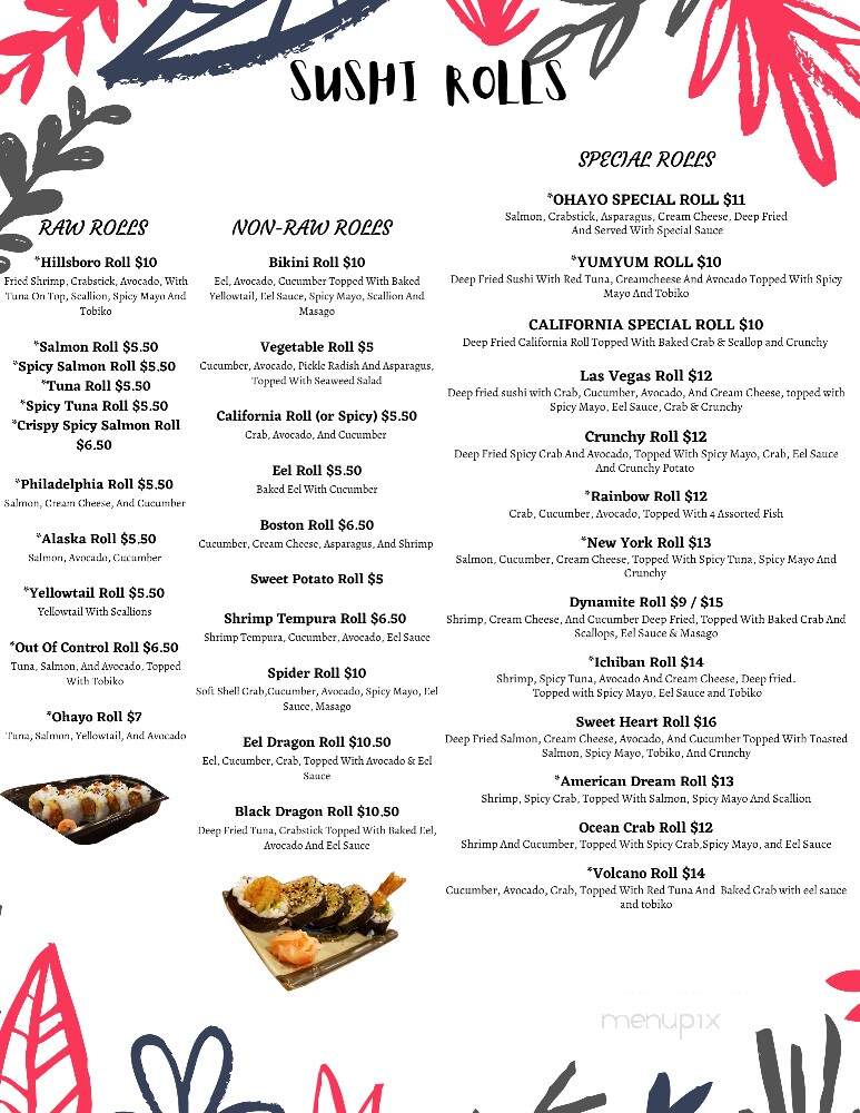 Ohayo Japanese Steakhouse - Hillsboro, OH menu_pic