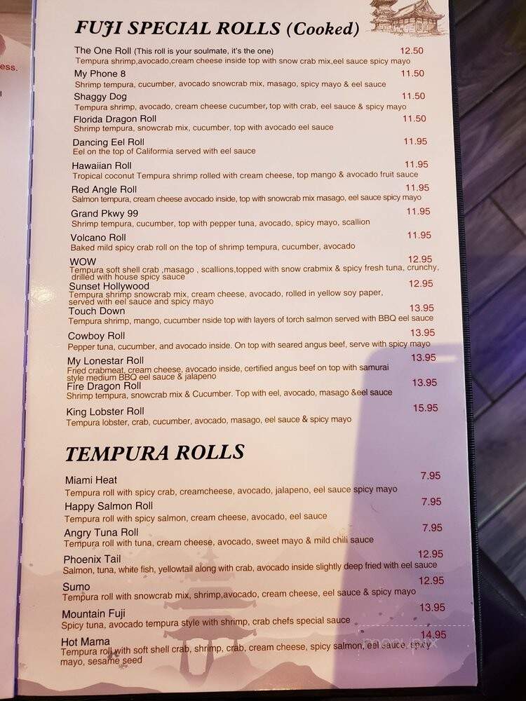 Fuji Sushi & Grill - Richmond, TX menu_pic