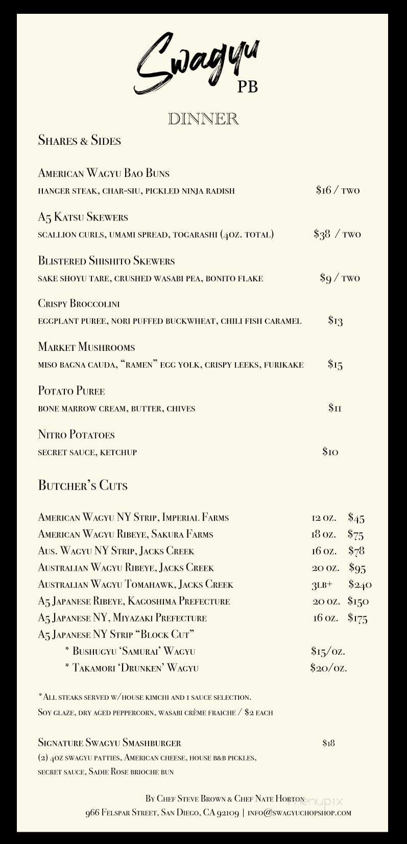 Swagyu - Pacific Beach, CA menu_pic