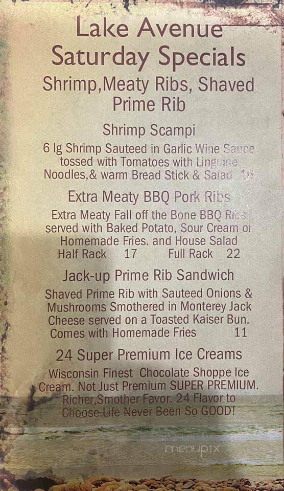 Lake Avenue - Crandon, WI menu_pic