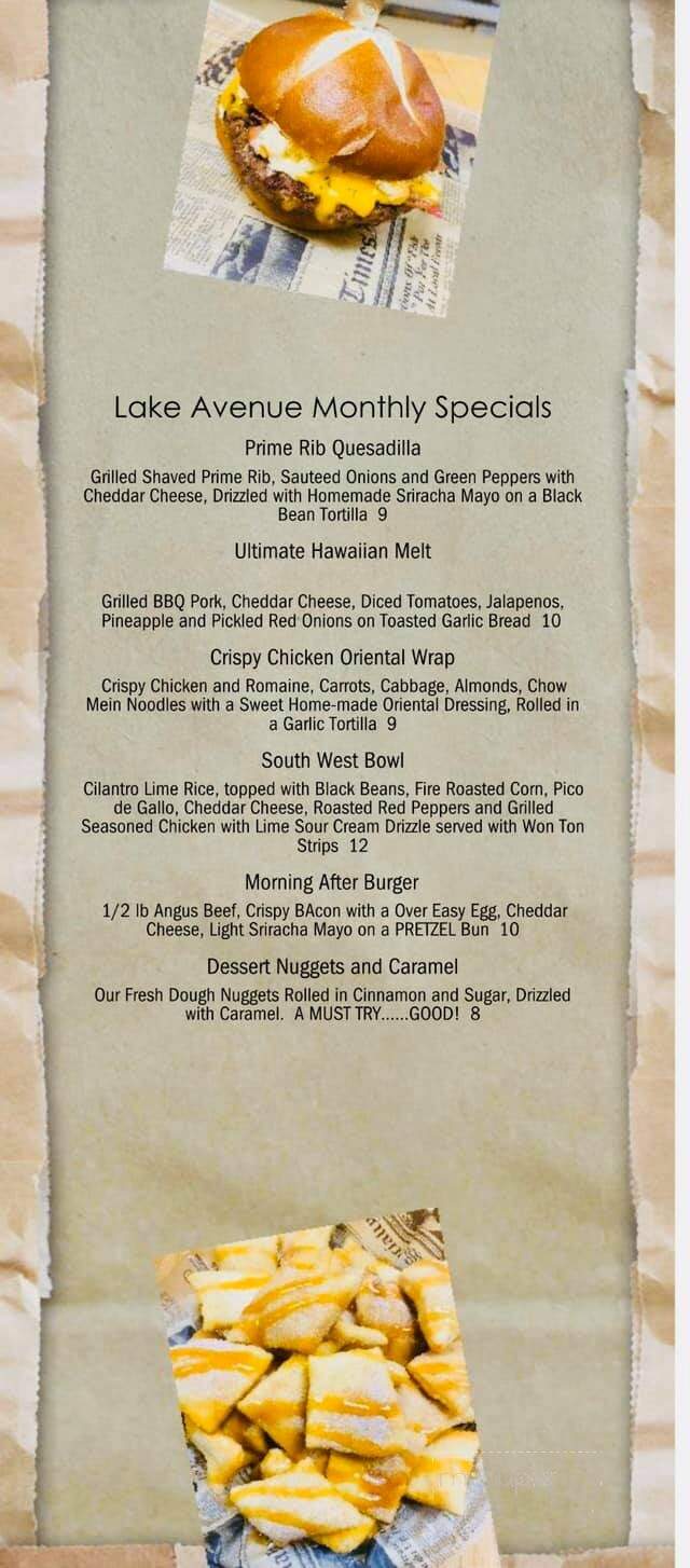 Lake Avenue - Crandon, WI menu_pic