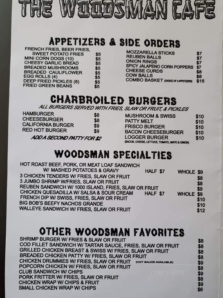 Woodsman Cafe - Remer, MN menu_pic