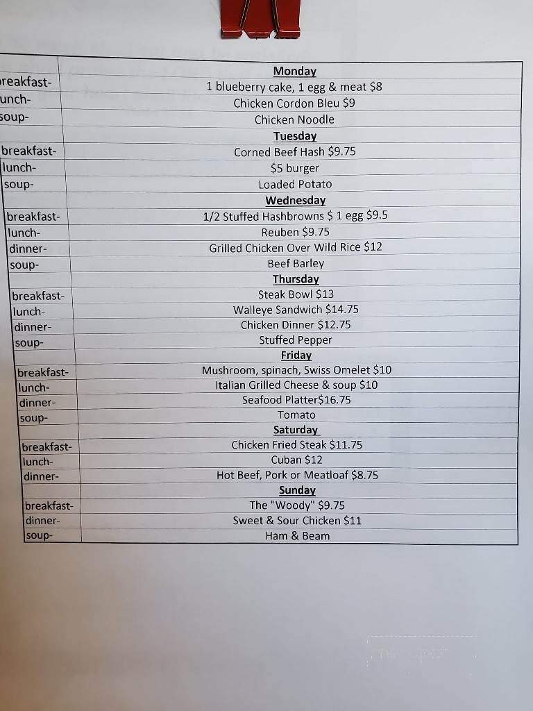 Woodsman Cafe - Remer, MN menu_pic