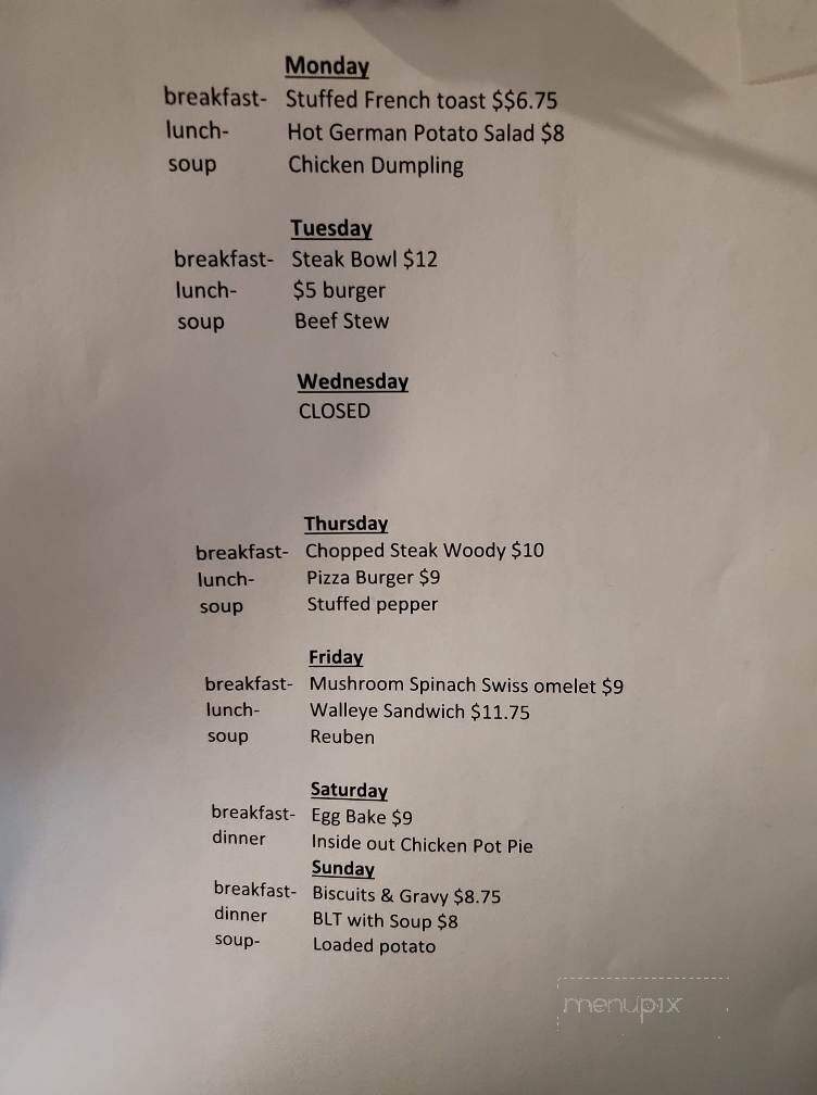 Woodsman Cafe - Remer, MN menu_pic