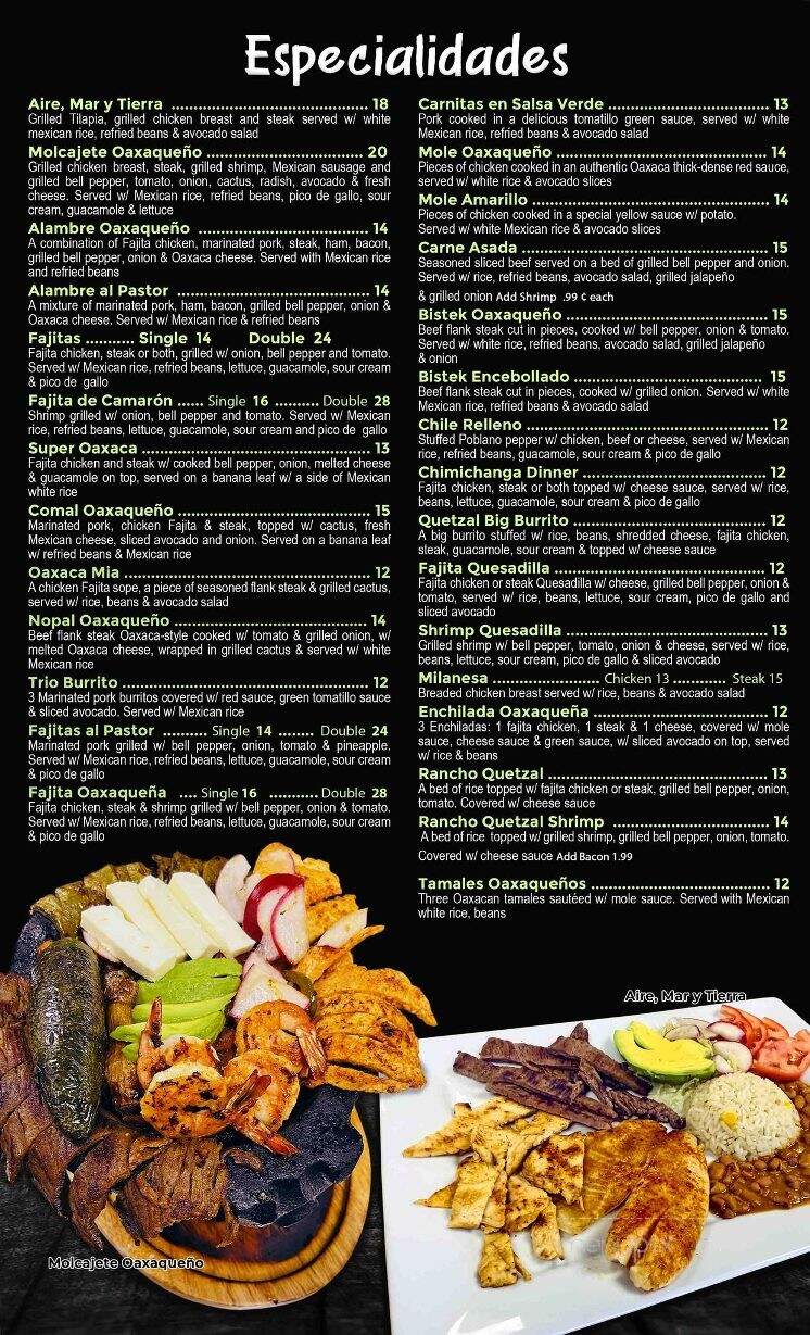 Quetzal Authentic Mexican Cuisine - Hot Springs, AR menu_pic