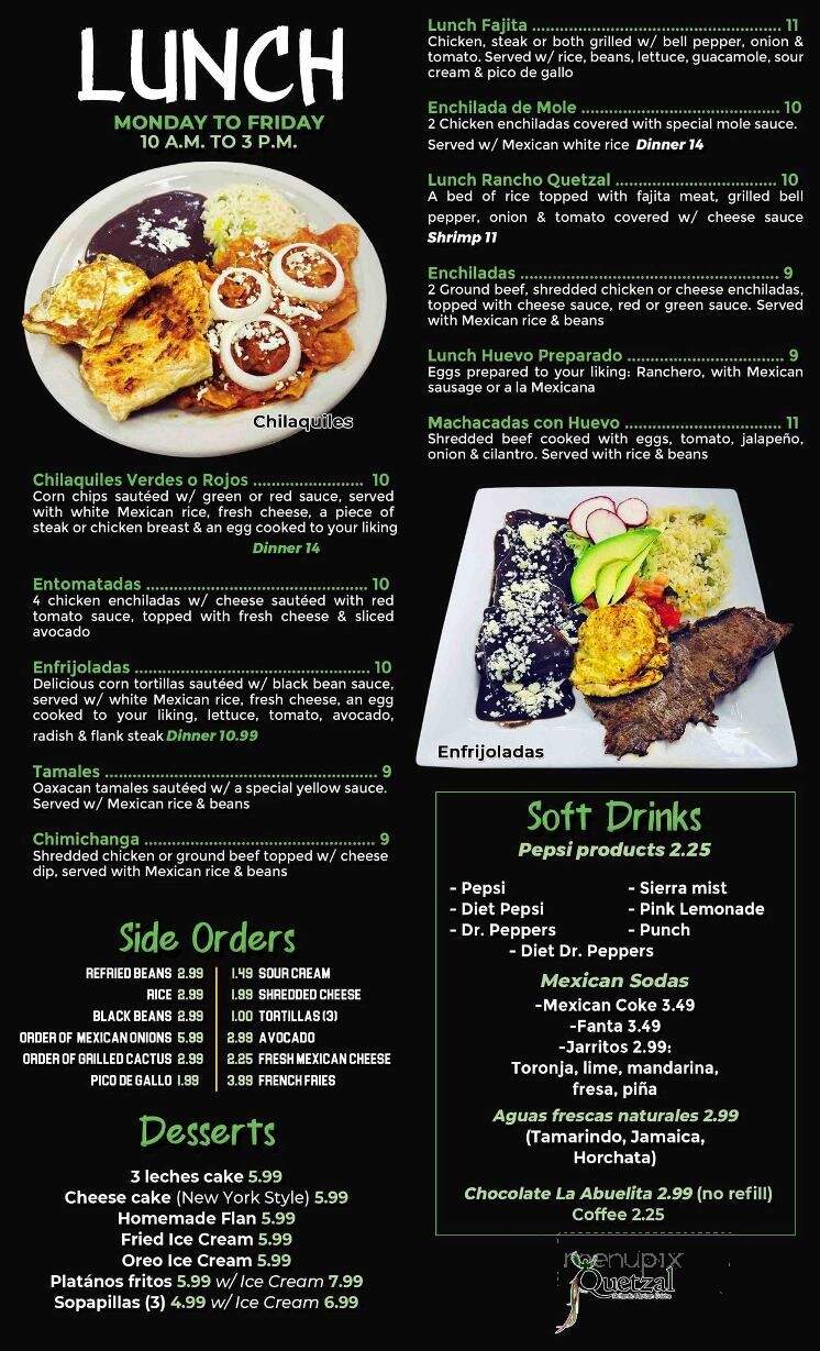 Quetzal Authentic Mexican Cuisine - Hot Springs, AR menu_pic