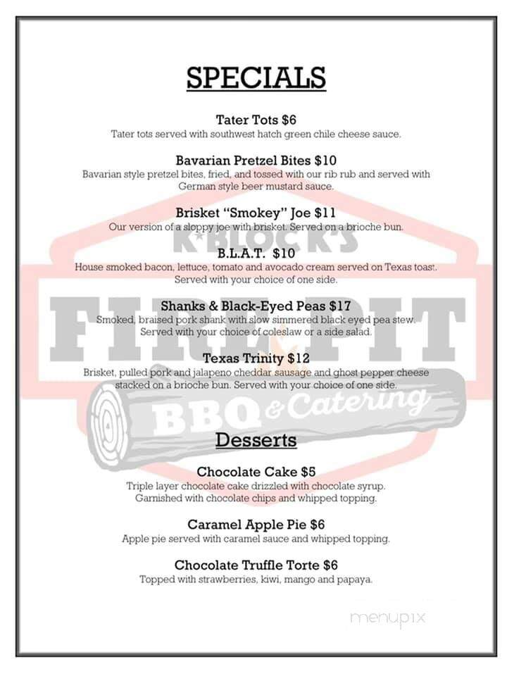 K-Blocks Fire Pit BBQ - Washington, MI menu_pic