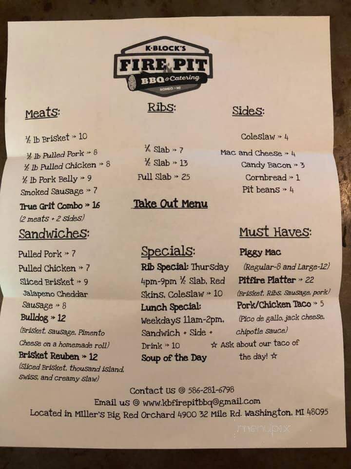K-Blocks Fire Pit BBQ - Washington, MI menu_pic