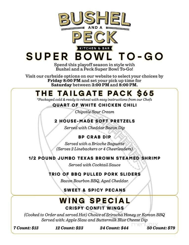 Bushel and a Peck Kitchen & Bar - Clarksville, MD menu_pic