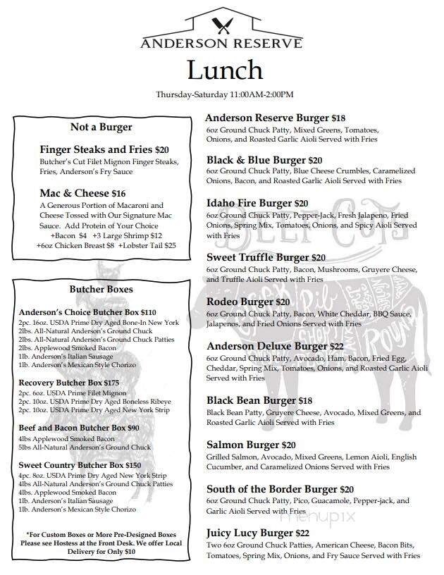 Anderson Reserve - Sweet, ID menu_pic