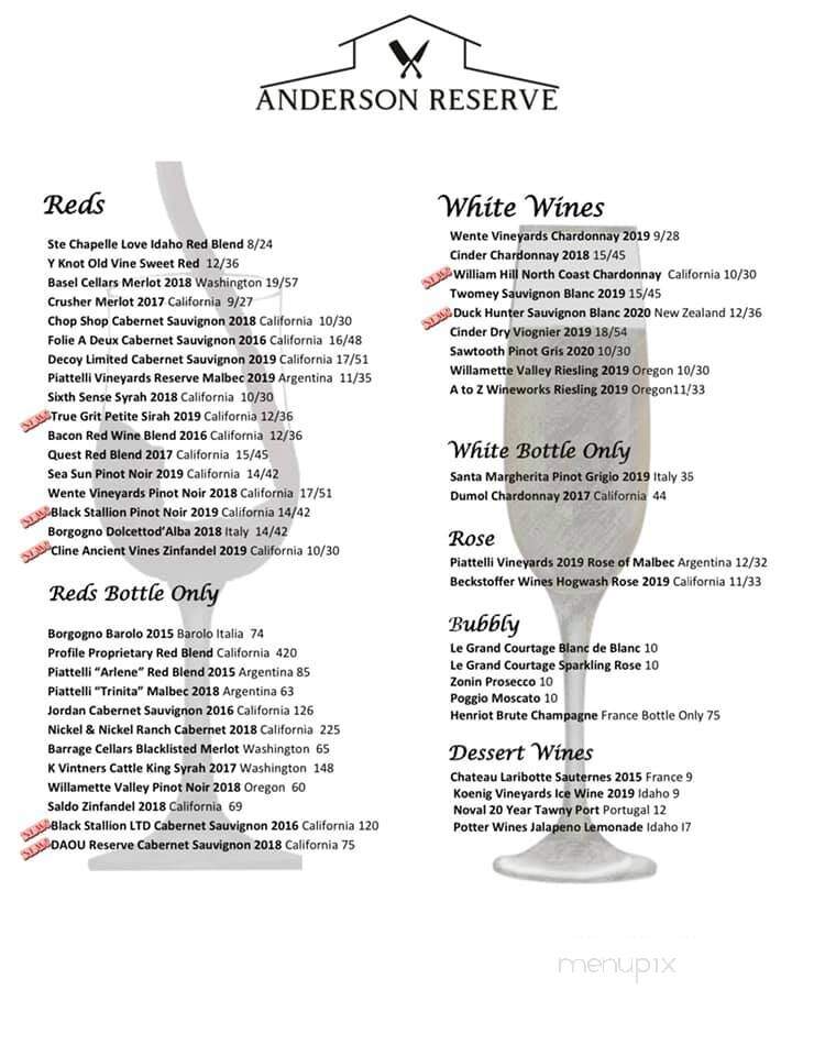 Anderson Reserve - Sweet, ID menu_pic