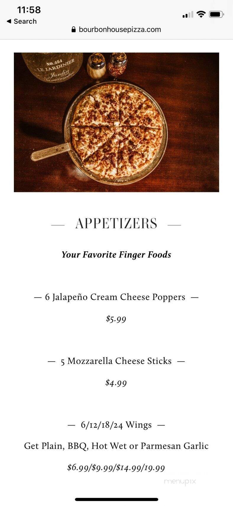 Bourbon House Pizza - Newport, KY menu_pic
