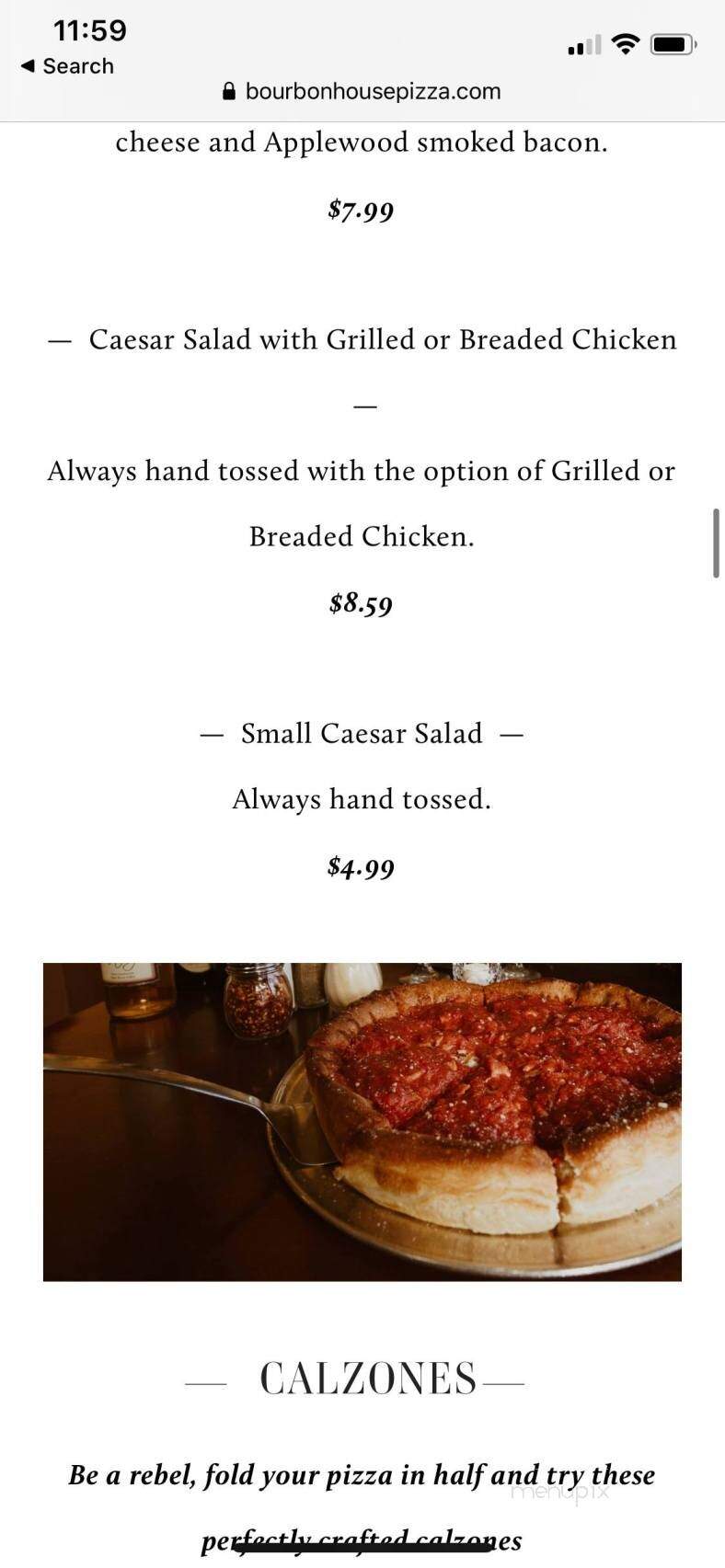 Bourbon House Pizza - Newport, KY menu_pic