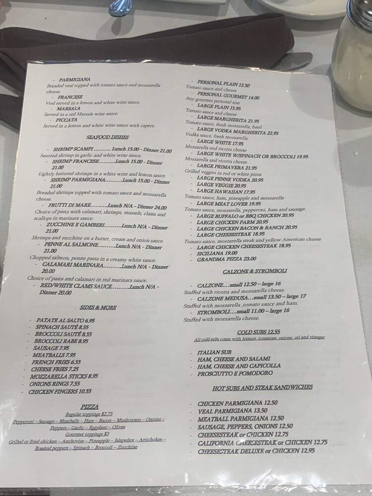 Medusa Italian Cuisine & Pizza - Jamesburg, NJ menu_pic
