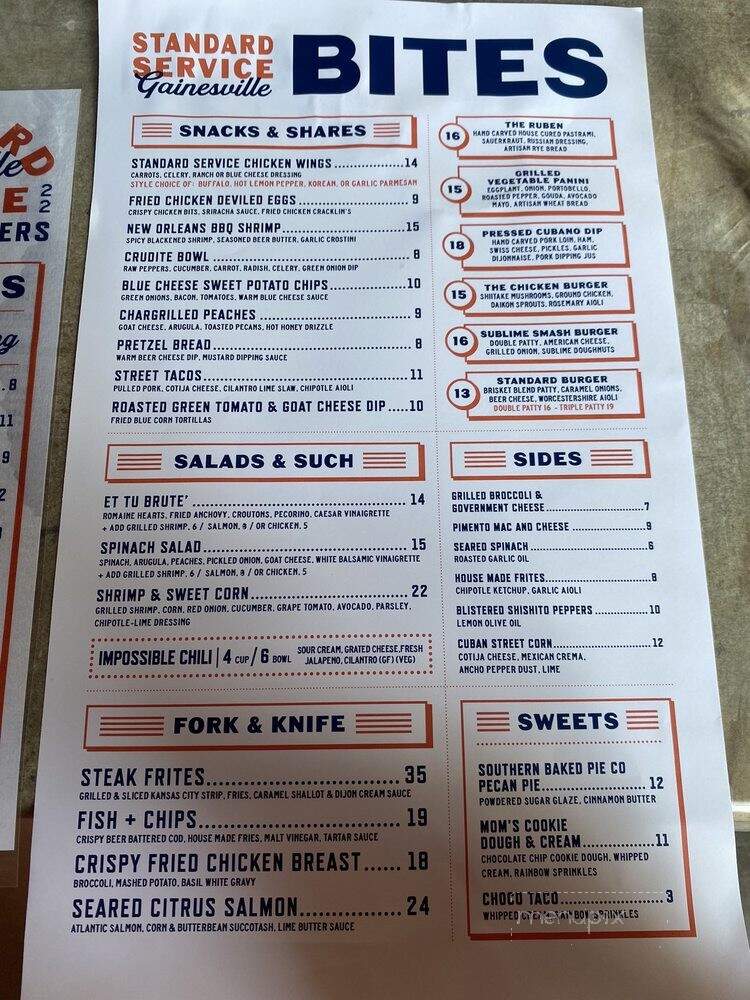 Standard Service - Gainesville, GA menu_pic