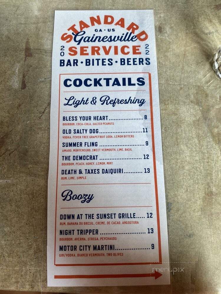 Standard Service - Gainesville, GA menu_pic