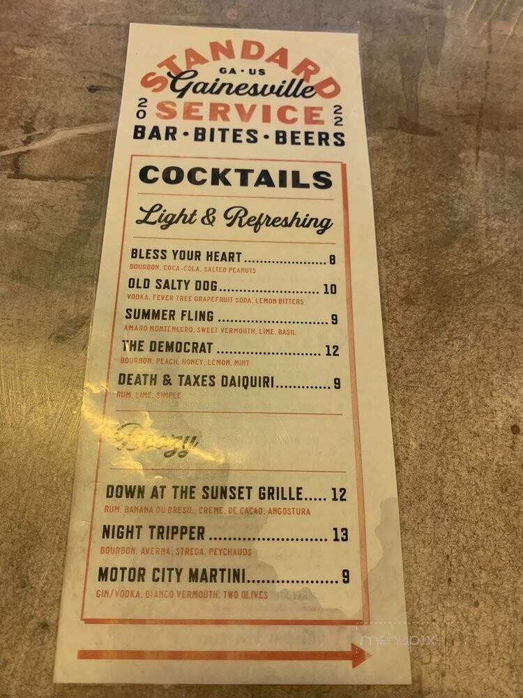Standard Service - Gainesville, GA menu_pic