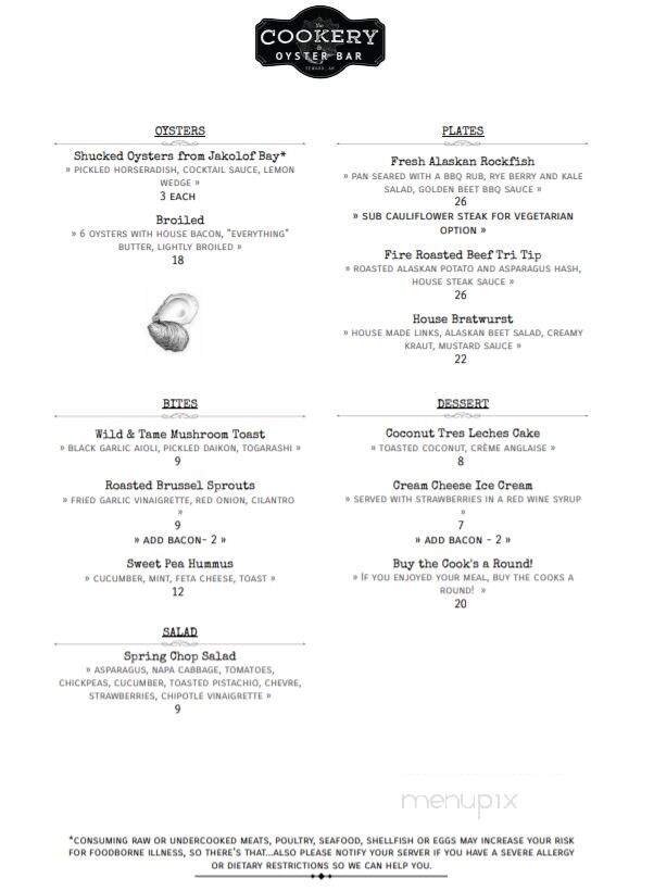 The Cookery - Seward, AK menu_pic