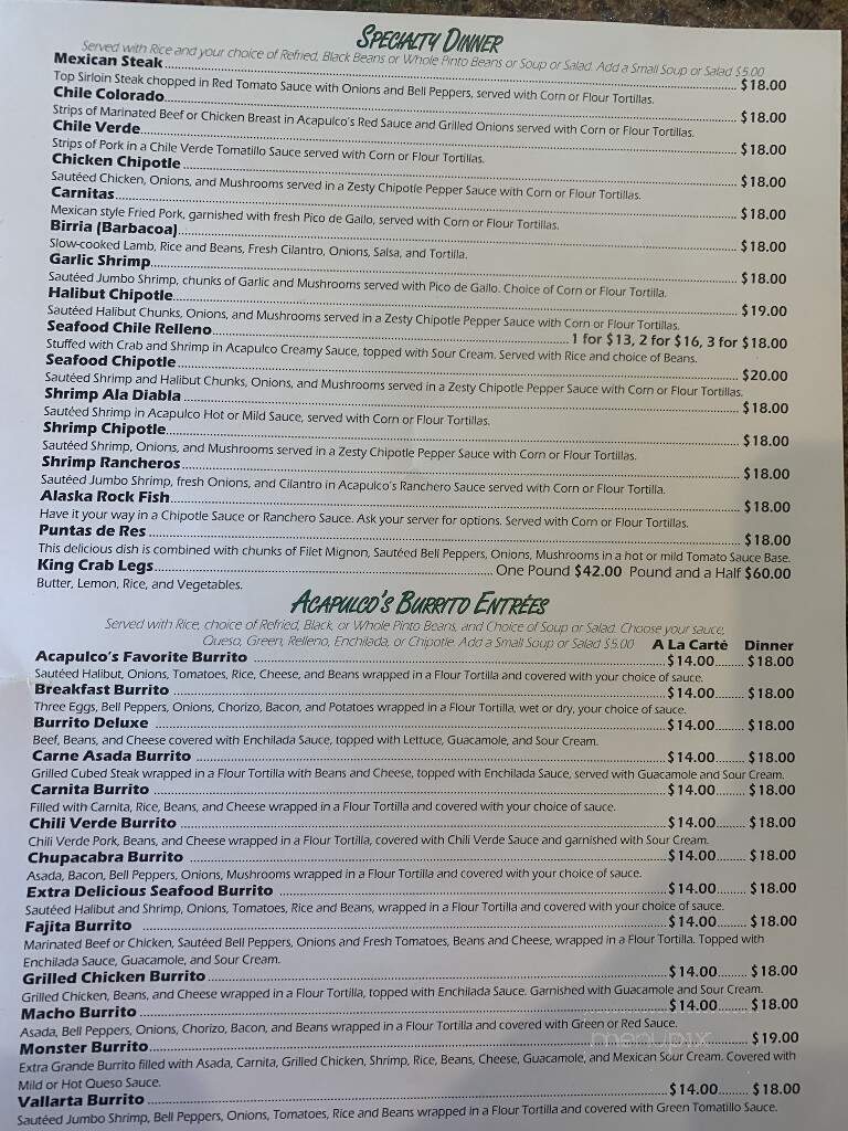 Acapulco Restaurant - Soldotna, AK menu_pic