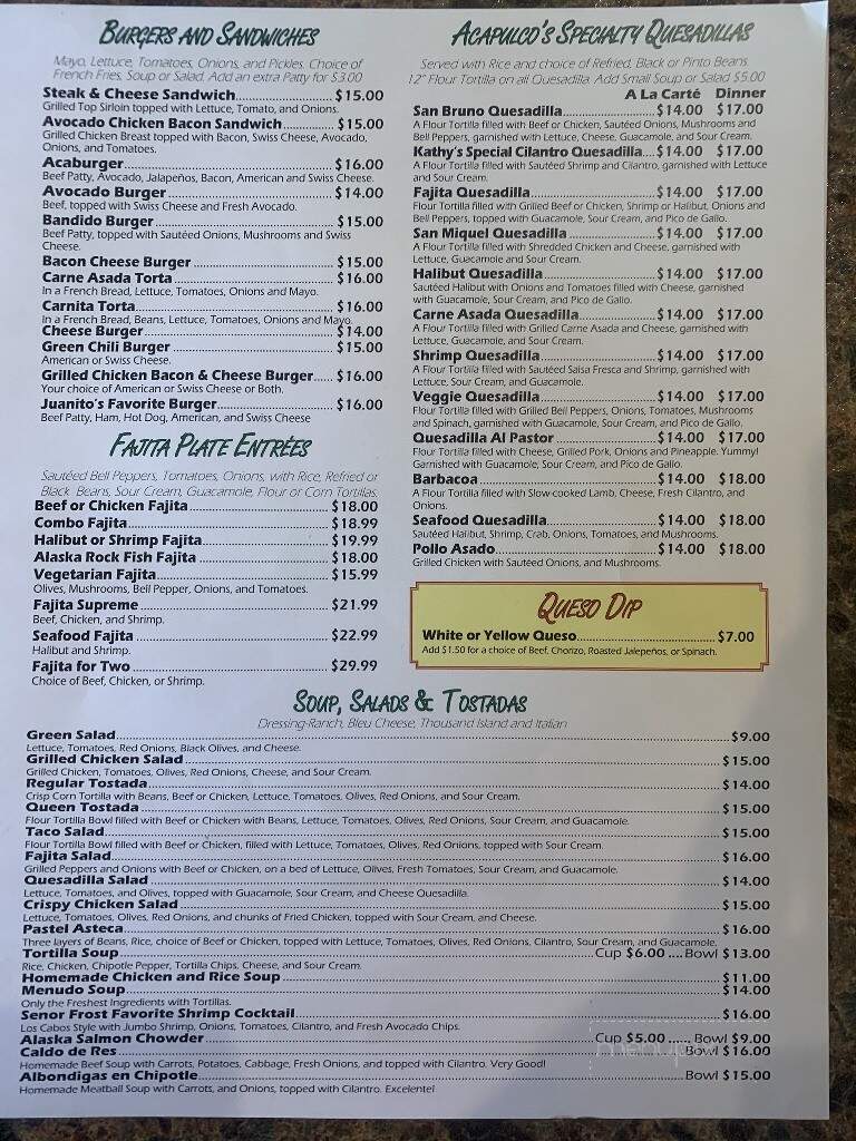 Acapulco Restaurant - Soldotna, AK menu_pic