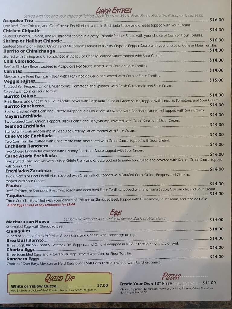 Acapulco Restaurant - Soldotna, AK menu_pic