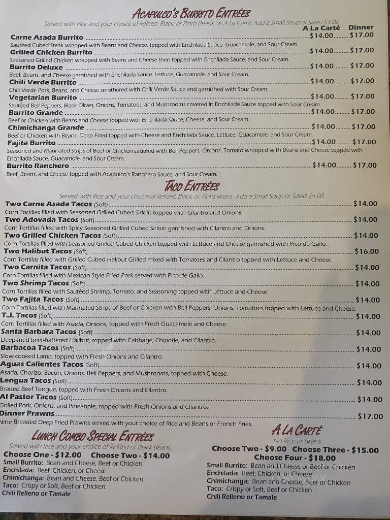 Acapulco Restaurant - Soldotna, AK menu_pic