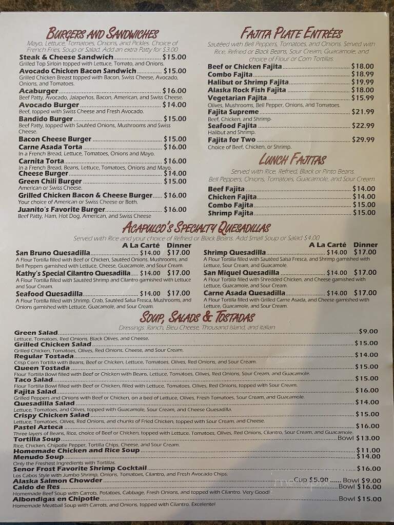 Acapulco Restaurant - Soldotna, AK menu_pic
