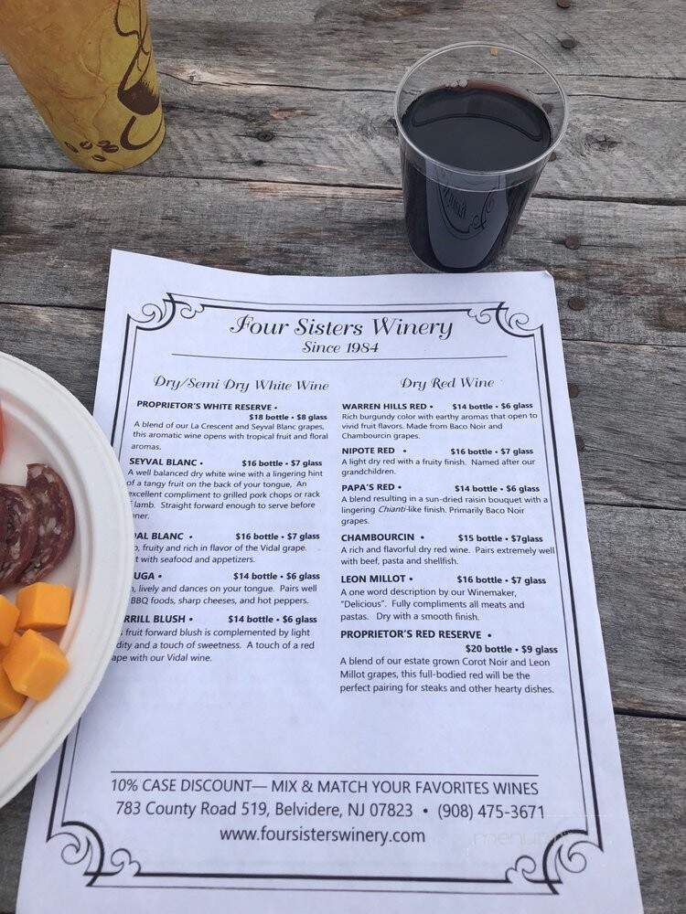 Four Sisters Winery - Belvidere, NJ menu_pic