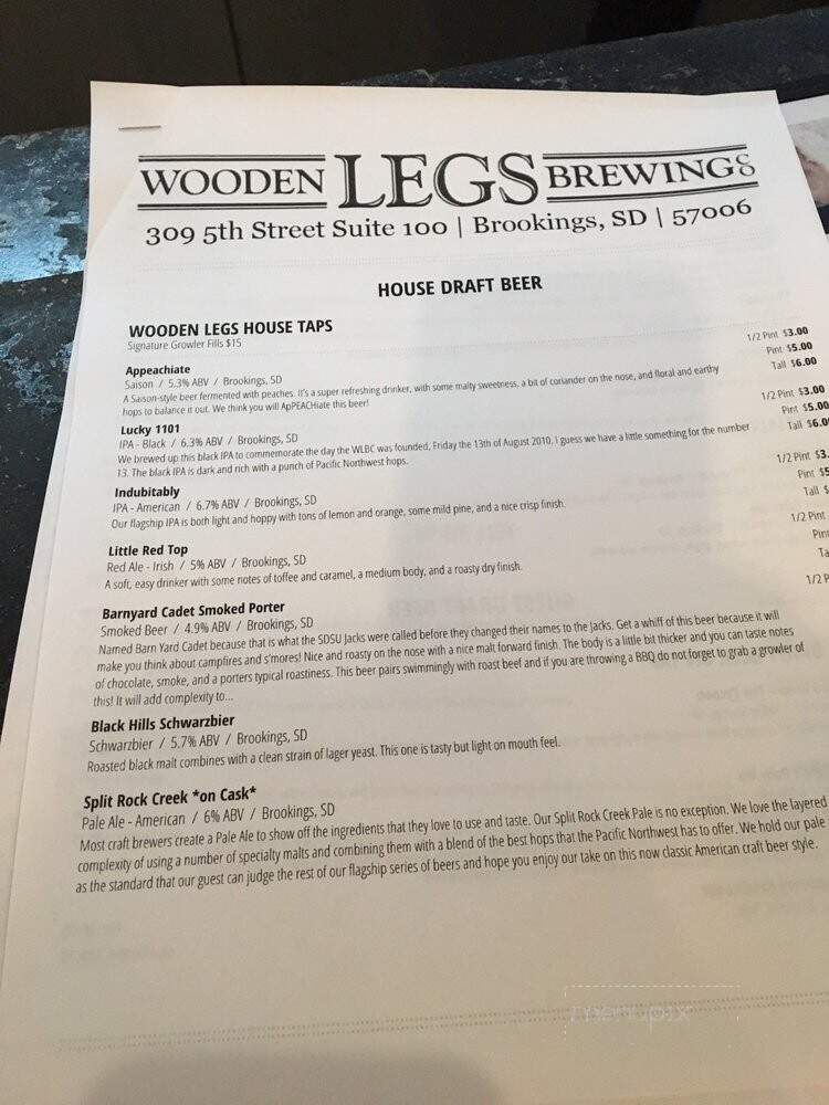 Wooden Legs Brewing Company - Brookings, SD