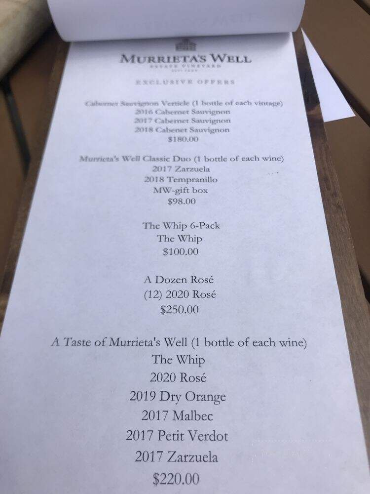 Murrieta's Well - Livermore, CA menu_pic
